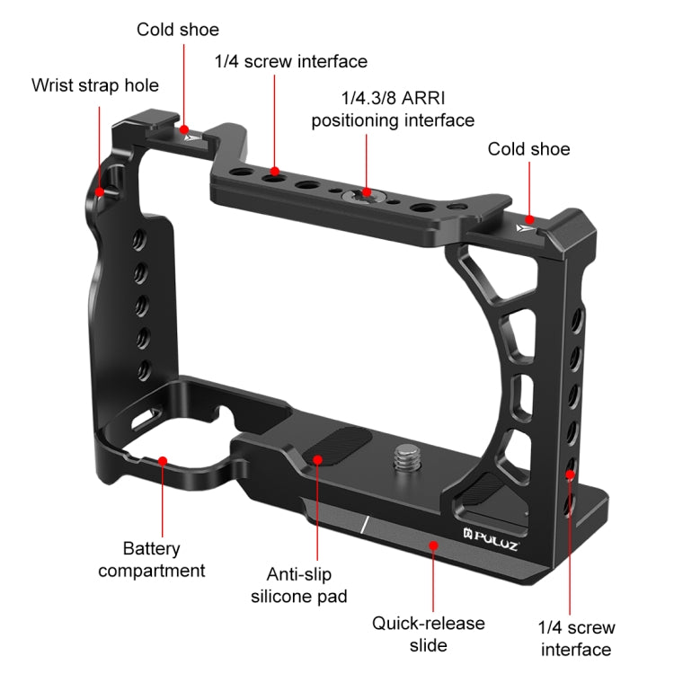 For Sony A6500 / A6400 / A6300 / A6000 PULUZ Metal Camera Cage Expansion Mount Stabilizer Rig