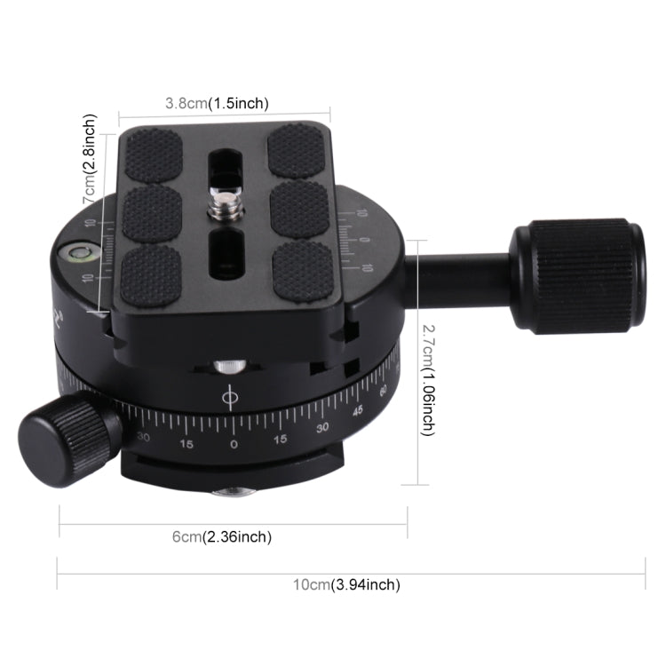 PULUZ Aluminum Alloy 360 Degree Rotation Panorama Ball Head with Quick Release Plate for Camera Tripod Head