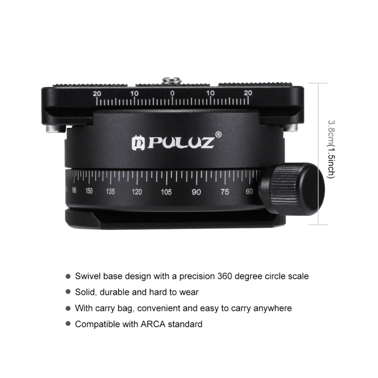 PULUZ Aluminum Alloy 360 Degree Rotation Panorama Ball Head with Quick Release Plate for Camera Tripod Head