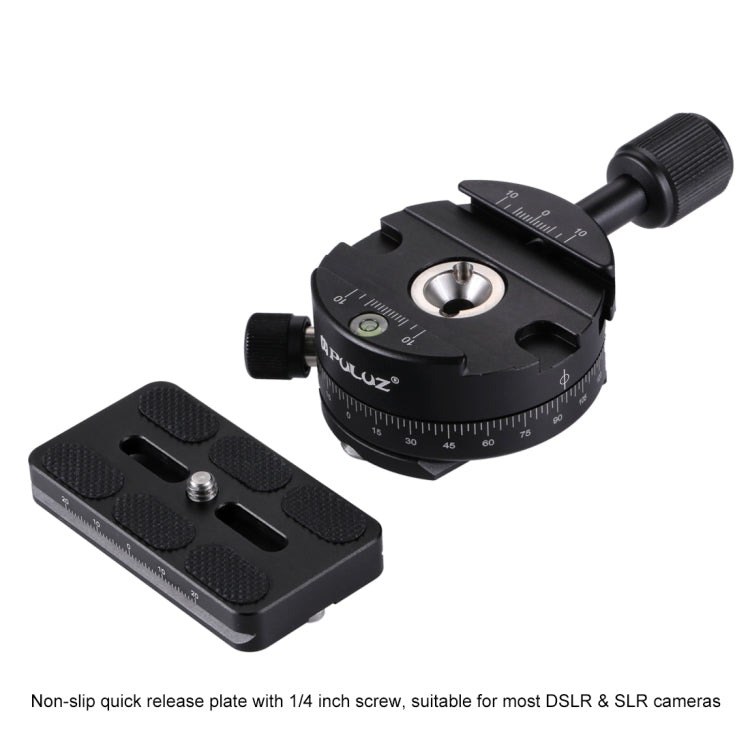 PULUZ Aluminum Alloy 360 Degree Rotation Panorama Ball Head with Quick Release Plate for Camera Tripod Head