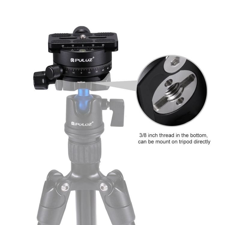 PULUZ Aluminum Alloy 360 Degree Rotation Panorama Ball Head with Quick Release Plate for Camera Tripod Head