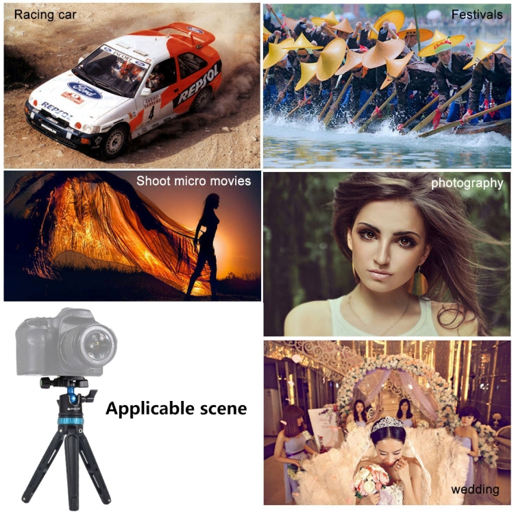 PULUZ Pocket Mini Adjustable Metal Desktop Tripod Mount with 360 Degree Ball Head for DSLR & Digital Cameras, Adjustable Height: 11-20.2cm