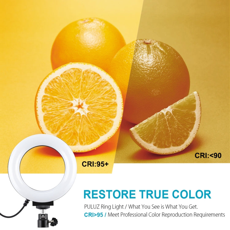 PULUZ 4.7 inch 12cm USB 3 Modes Dimmable LED Ring Selfie Beauty Vlogging Photography Video Lights with Tripod Ball Head