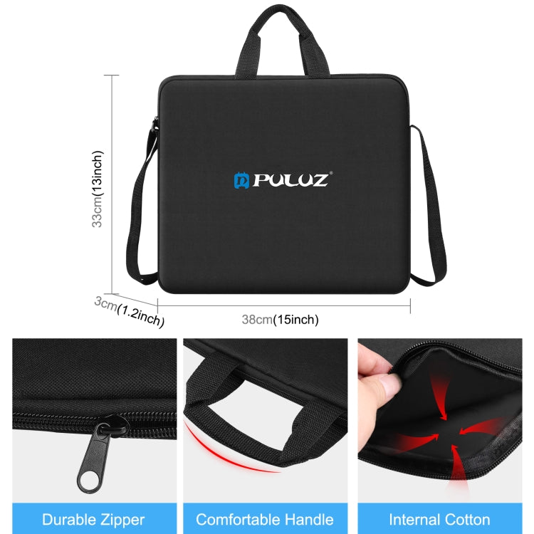 PULUZ 12 inch Ring LED Lights Portable Zipper Storage Bag Shoulder Handbags, Size: 38cm x 33cm x 3cm