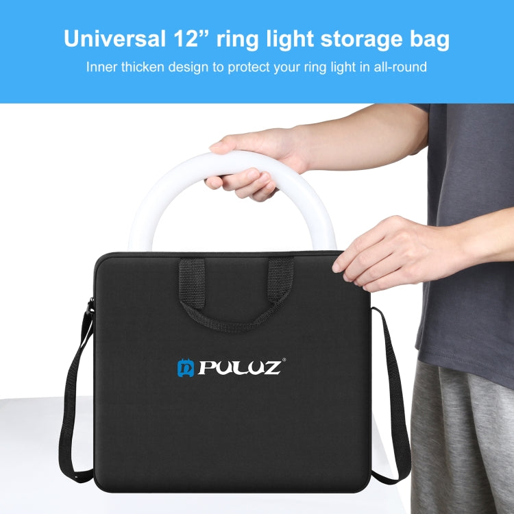 PULUZ 12 inch Ring LED Lights Portable Zipper Storage Bag Shoulder Handbags, Size: 38cm x 33cm x 3cm