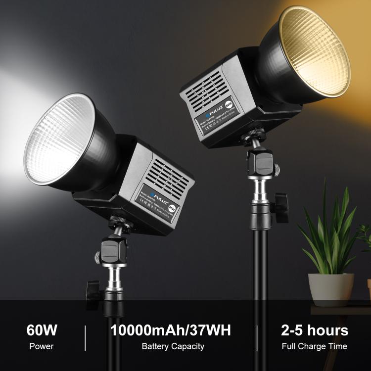 PULUZ 60W Studio Video Light 2500K-6500K Dual Color Temperature Professional Photography Fill Light
