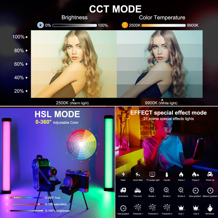 PULUZ 135 LEDs Photo Handheld Stick Light Full Color RGB Fill Light