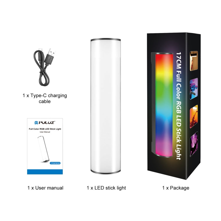 PULUZ 17cm Photo Handheld Full Color RGB Stick Light Magnetic LED Fill Light