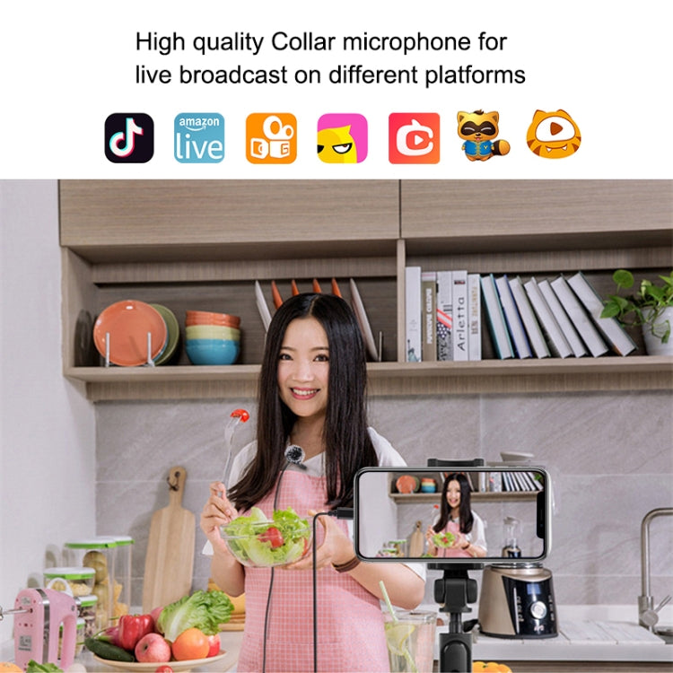 PULUZ 1.5m 8 Pin Jack Lavalier Wired Condenser Recording Microphone