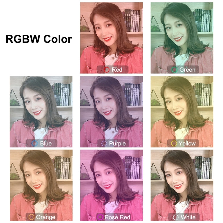 PULUZ 6.2 inch 16cm USB 10 Modes 8 Colors RGBW Dimmable LED Ring Vlogging Photography Video Lights with Tripod Ball Head