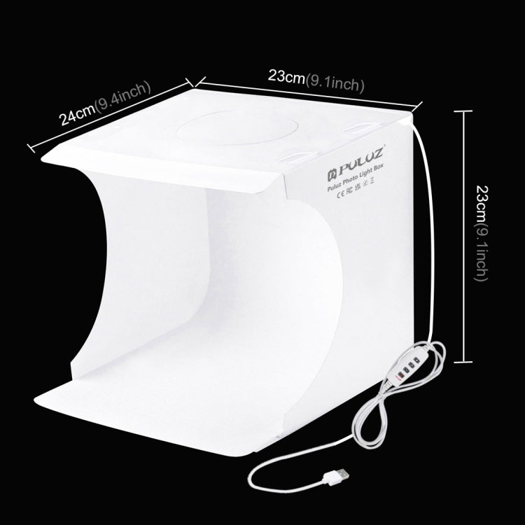 PULUZ 23cm Ring LED Panel Folding Portable Light Photo Lighting Studio Shooting Tent Box Kit with 6 Colors Backdrops (Black, White, Yellow, Red, Green, Blue), Unfold Size: 24cm x 23cm x 23cm