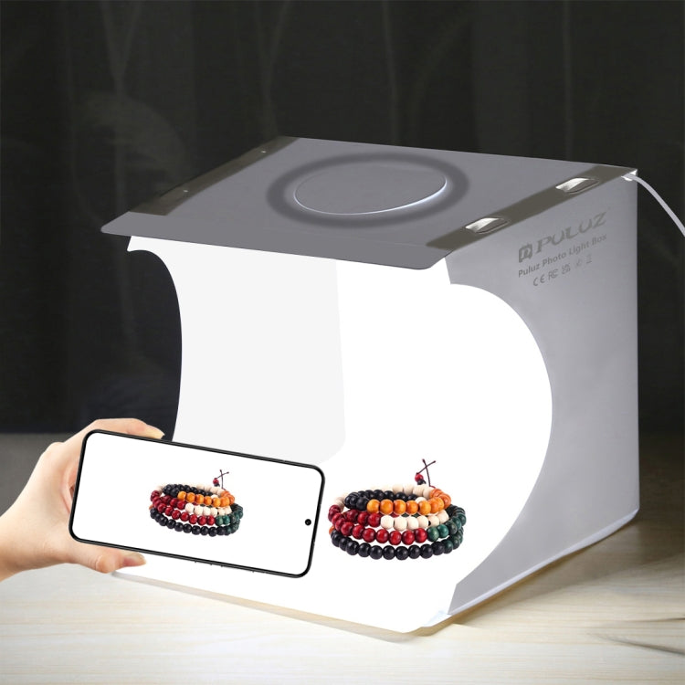 PULUZ 23cm Ring LED Panel Folding Portable Light Photo Lighting Studio Shooting Tent Box Kit with 6 Colors Backdrops (Black, White, Yellow, Red, Green, Blue), Unfold Size: 24cm x 23cm x 23cm