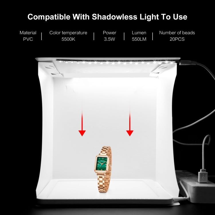 PULUZ 20cm Folding Portable 550LM Light Photo Lighting Studio Shooting Tent Box Kit with 2 Colors Backdrops (Black, White), Unfold Size: 24cm x 23cm x 23cm