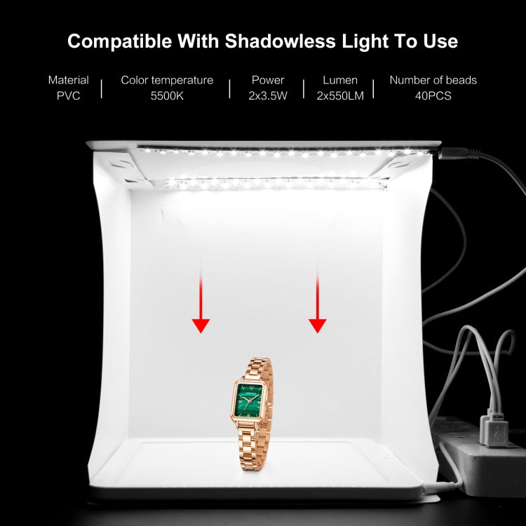 PULUZ 20cm Include 2 LED Panels Folding Portable 1100LM Light Photo Lighting Studio Shooting Tent Box Kit with 2 Colors Backdrops (Black, White), Unfold Size: 24cm x 23cm x 23cm
