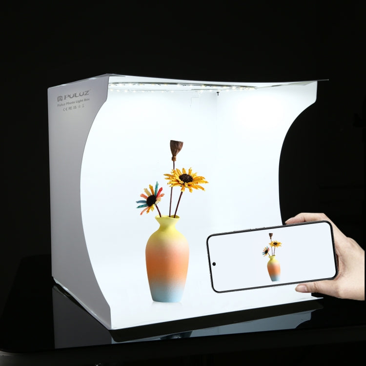 PULUZ 30cm Folding Portable Ring Light Board Photo Lighting Studio Shooting Tent Box Kit with 6 Colors Backdrops (Black, White, Yellow, Red, Green, Blue), Unfold Size: 31cm x 31cm x 32cm