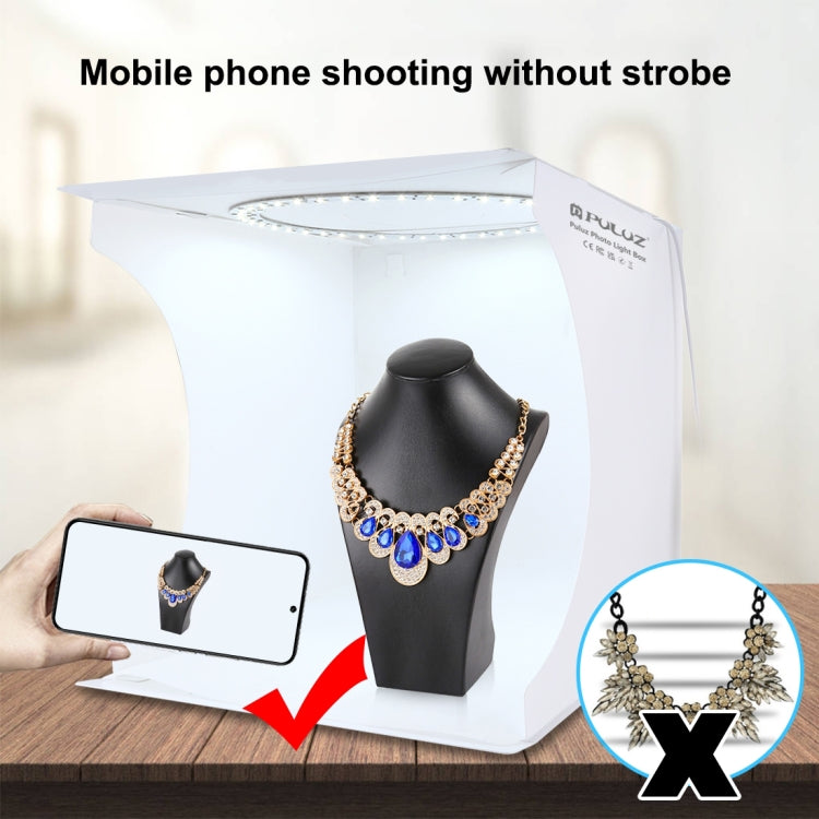 PULUZ 30cm Folding Portable Ring Light Board Photo Lighting Studio Shooting Tent Box Kit with 6 Colors Backdrops (Black, White, Yellow, Red, Green, Blue), Unfold Size: 31cm x 31cm x 32cm