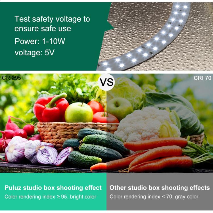 PULUZ 30cm Folding Ring Light Photo Lighting Studio Shooting Tent Box Kit with 6 Colors Black / White / Orange / Red / Green / Blue Backdrops