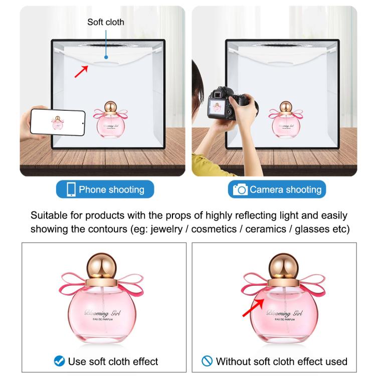 PULUZ 30cm Folding Ring Light Photo Lighting Studio Shooting Tent Box Kit with 6 Colors Black / White / Orange / Red / Green / Blue Backdrops