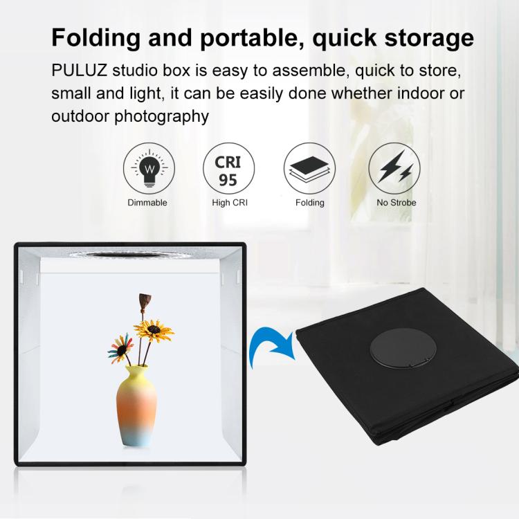 PULUZ 30cm Folding Ring Light Photo Lighting Studio Shooting Tent Box Kit with 6 Colors Black / White / Orange / Red / Green / Blue Backdrops