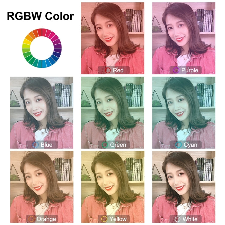 PULUZ 7.9 inch 20cm USB RGB Dimmable LED Dual Color Temperature LED Curved Light Ring Vlogging Selfie Photography Video Lights with Phone Clamp