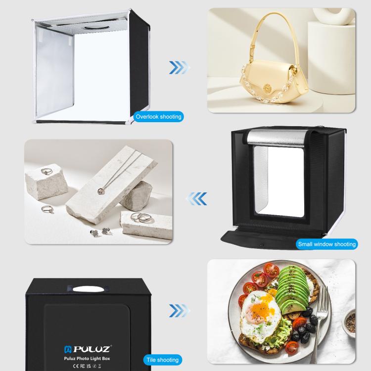 PULUZ 40cm Folding Portable White Light Dimmable Photo Lighting Studio Shooting Tent Box Kit with 6 Colors (Black, Orange, White, Red, Green, Blue) Backdrops