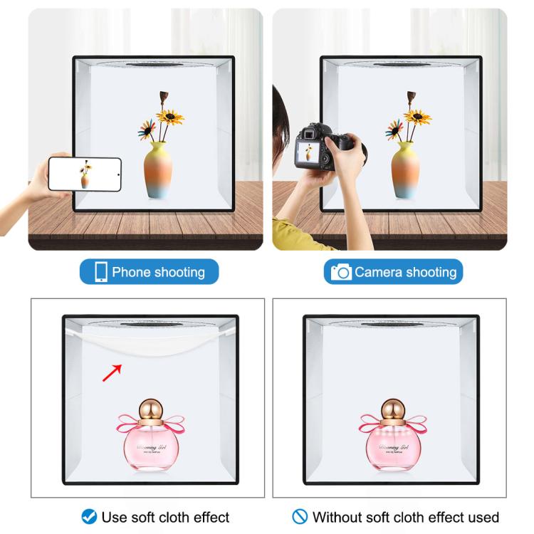 PULUZ 40cm Folding Portable Ring Light USB Photo Lighting Studio Shooting Tent Box with 6 x Dual-side Color Backdrops, Size: 40cm x 40cm x 40cm