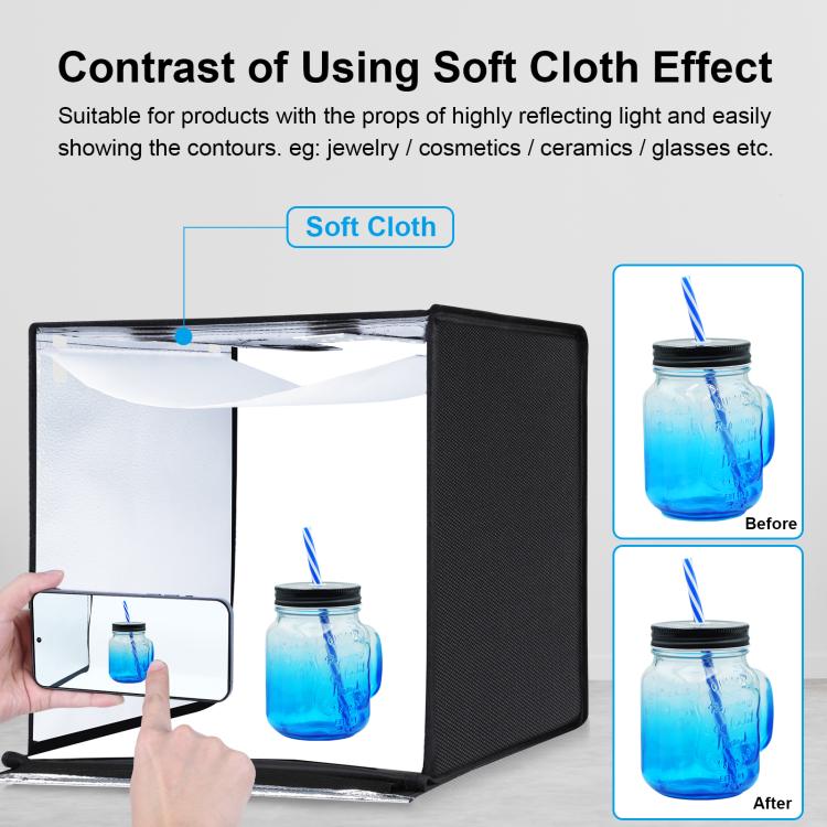 PULUZ Photo Studio Light Box Portable 60 x 60 x 60 cm Light Tent LED 5500K White Light Dimmable Mini 36W Photography Studio Tent Kit with 6 Removable Backdrops (Black Orange White Green Blue Red)