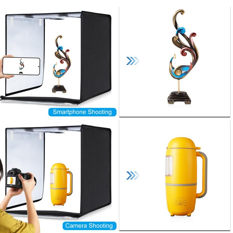 PULUZ Photo Studio Light Box Portable 60 x 60 x 60 cm Light Tent LED 5500K White Light Dimmable Mini 36W Photography Studio Tent Kit with 6 Removable Backdrops (Black Orange White Green Blue Red)