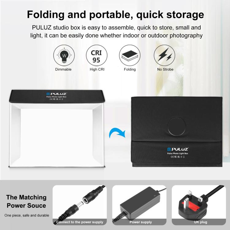 PULUZ Photo Studio Light Box Portable 60 x 40cm Cuboid Photography Studio Tent Kit with 6 Color Backdrops