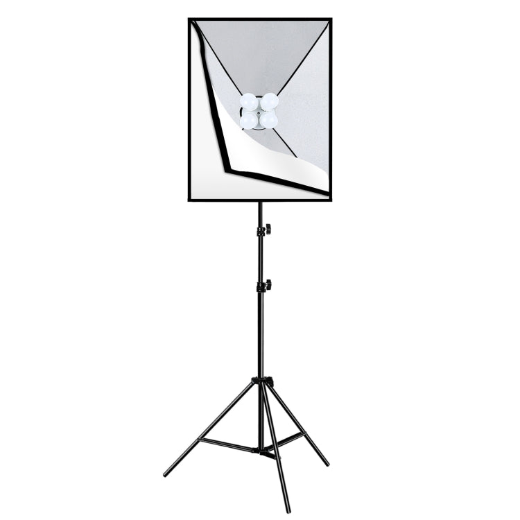 PULUZ 50x70cm Studio Softbox + 2m Tripod Mount + 4 x E27 20W 5700K White Light LED Light Bulb Photography Lighting Kit