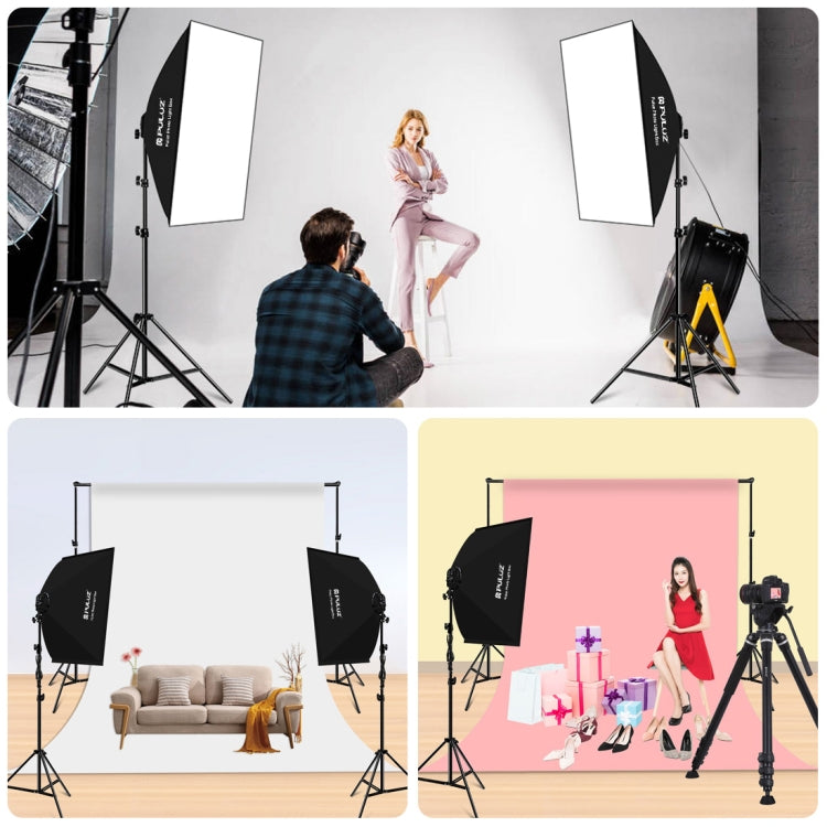 PULUZ 50x70cm Studio Softbox + 2m Tripod Mount + 4 x E27 20W 5700K White Light LED Light Bulb Photography Lighting Kit