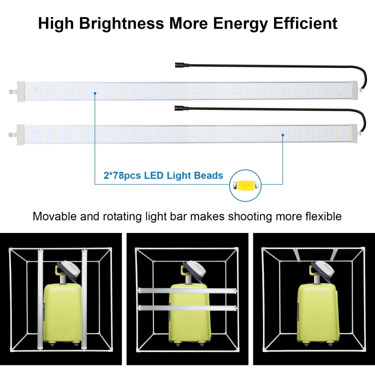 PULUZ 80cm Folding Portable 72W White Light Photo Lighting Studio Shooting Tent Box Kit with 3 Colors Black / White / Orange Backdrops