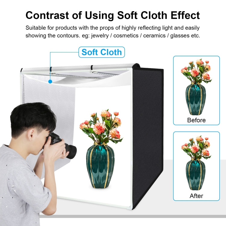 PULUZ 80cm Folding Portable 72W White Light Photo Lighting Studio Shooting Tent Box Kit with 3 Colors Black / White / Orange Backdrops