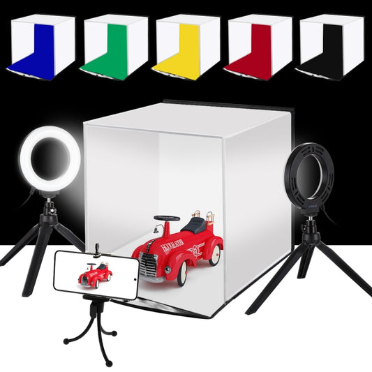 PULUZ 30cm Folding Portable Ring Light Photo Lighting Studio Shooting Tent Box Kit with 6 Colors Backdrops (Black, White, Yellow, Red, Green, Blue), Unfold Size: 31cm x 31cm x 32cm