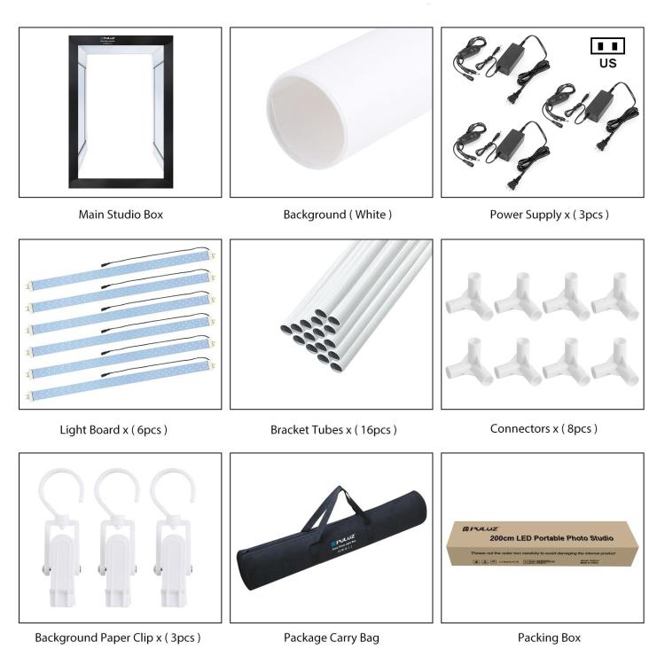 PULUZ 2m 240W 5500K Photo Light Studio Box Kit for Clothes / Adult Model Portrait