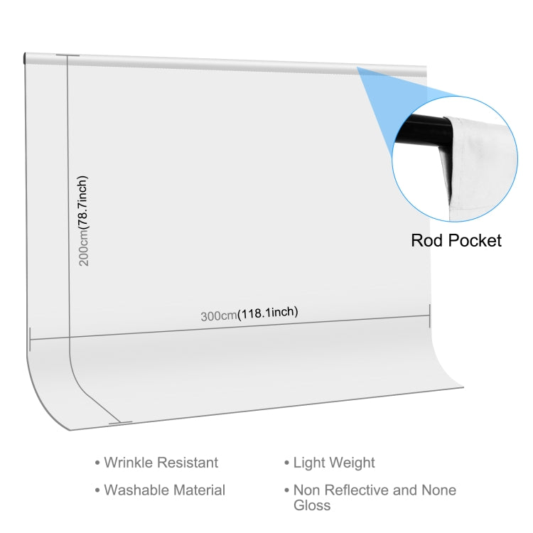 PULUZ 3m x 2m Photography Background Thickness Photo Studio Background Cloth Backdrop