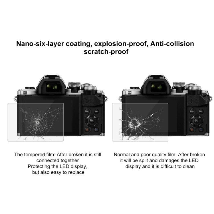 PULUZ 2.5D 9H Tempered Glass Film for Olympus EM10 / II / III / OM-D / EM-1/ II / III / E-P5 / E-PL7 / E-PL8 / 8 / 9 EM5 II / PEN-F / EM1X, Nikon 1V3, Panasonic GF6 / G99 / GX7III GX8 / GH3, Fujifilm X-H1