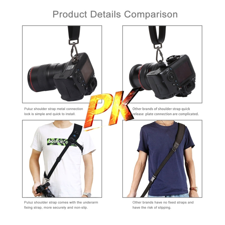 PULUZ Quick Release Anti-Slip Soft Pad Nylon Breathable Curved Camera Strap with Metal Hook for SLR / DSLR Cameras