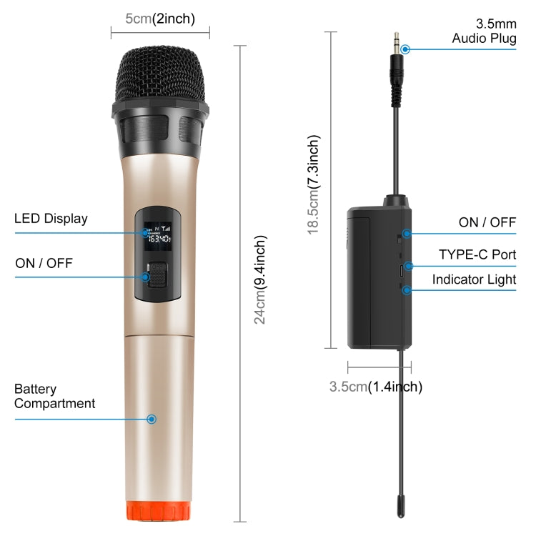 PULUZ UHF Wireless Dynamic Microphone with LED Display
