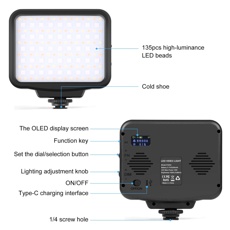 PULUZ Pocket 2500-9900K+RGB Full Color Beauty Fill Light Handheld On-Camera Photography LED Light