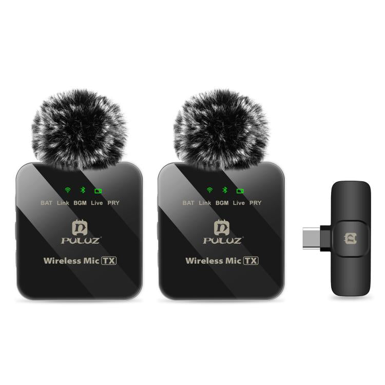 PULUZ Wireless Lavalier Microphone for Type-C Phone, Type-C Receiver and Dual Microphones