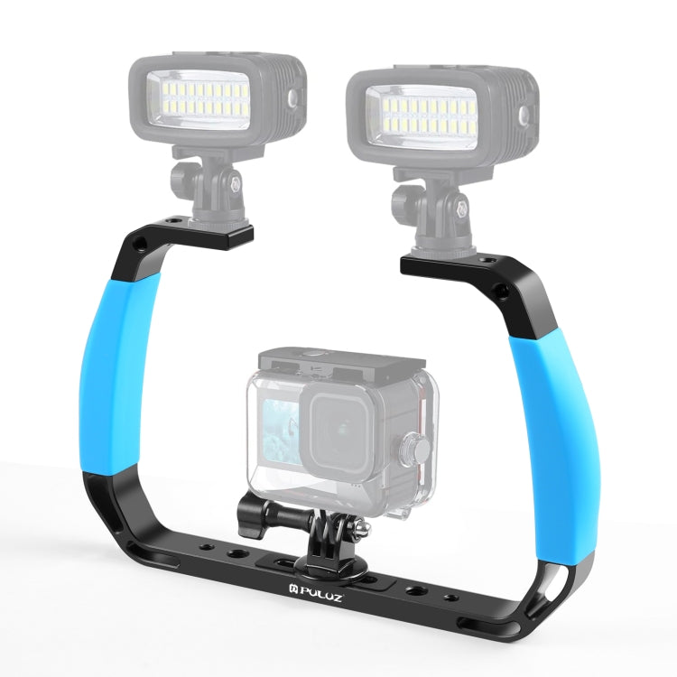 PULUZ Dual Silicone Handles Aluminium Alloy Underwater Diving Rig for GoPro, Other Action Cameras and  Smartphones