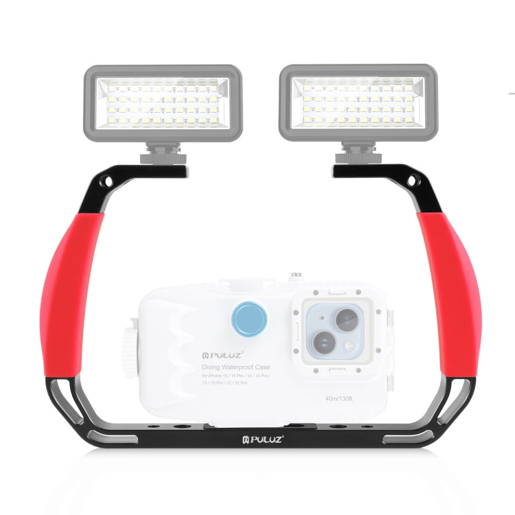 PULUZ Dual Silicone Handles Aluminium Alloy Underwater Diving Rig for GoPro, Other Action Cameras and  Smartphones