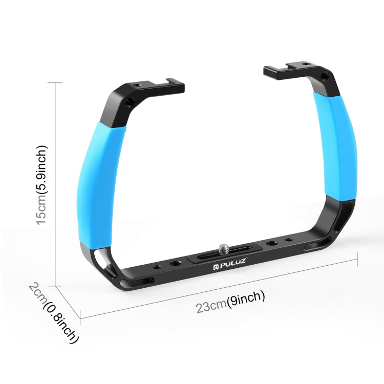 PULUZ Dual Silicone Handles Aluminium Alloy Underwater Diving Rig for GoPro, DJI OSMO Action, Insta360 and Other Action Cameras