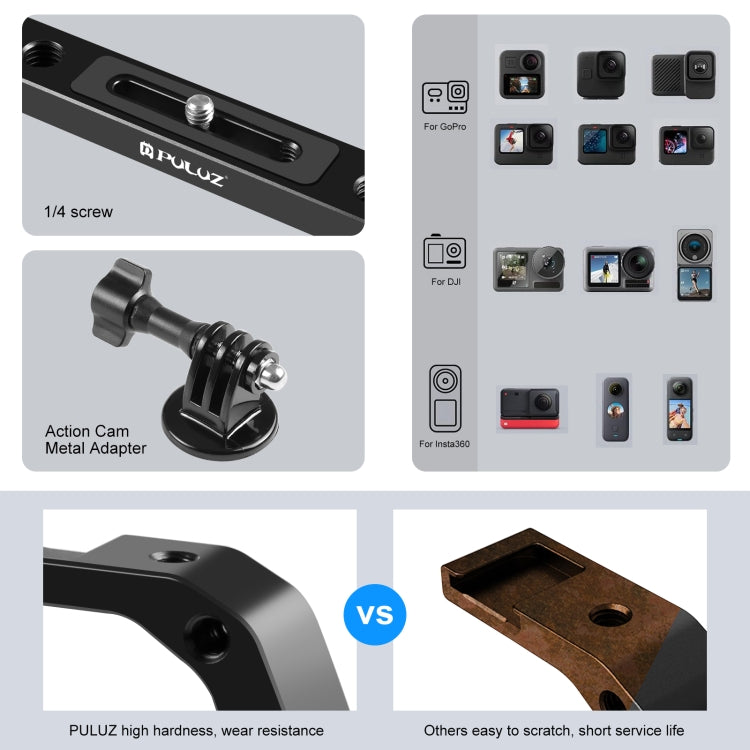 PULUZ Dual Silicone Handles Aluminium Alloy Underwater Diving Rig for GoPro, DJI OSMO Action, Insta360 and Other Action Cameras