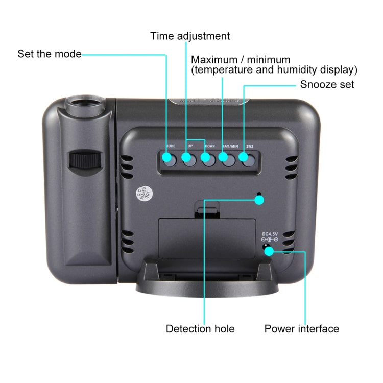 Multifunctional Digital Color LCD Display LED Projection Alarm Clock with Weather Station / Temperature / Humidity / Calendar