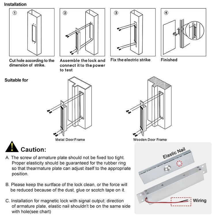 YH-280M Single Door Magnetic Lock With Mortise Mount (280kg)