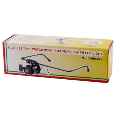 20X Glasses Type Watch Repair Magnifier With LED Light