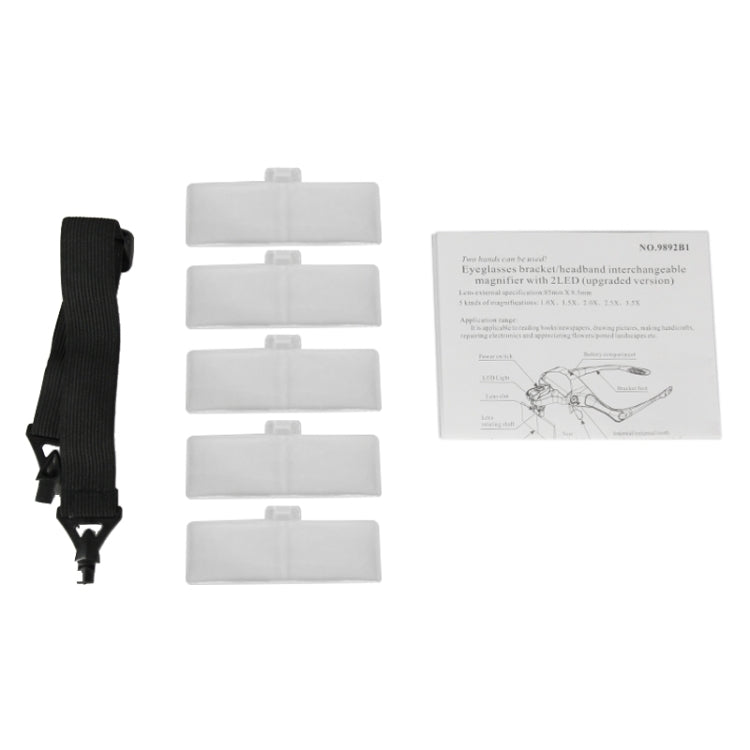 5 Lens 1.0X-3.5X Loupe Glasses Bracket Headband Magnifier with 2 LED Lights Eye Magnification Goggles Magnifying Tool