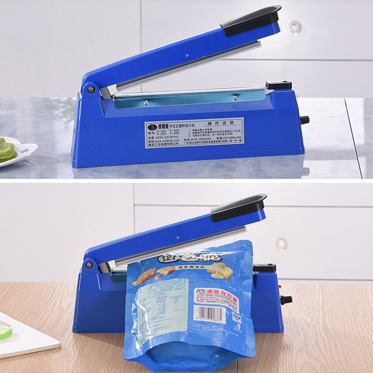 F-200 200mm Heat Sealing Hand Impulse Poly Sealer Closer Machine, Plastic Shell
